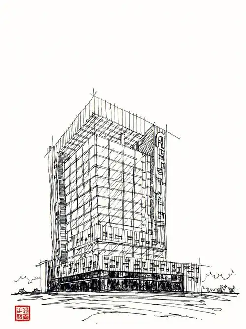 建筑手绘黑白线稿