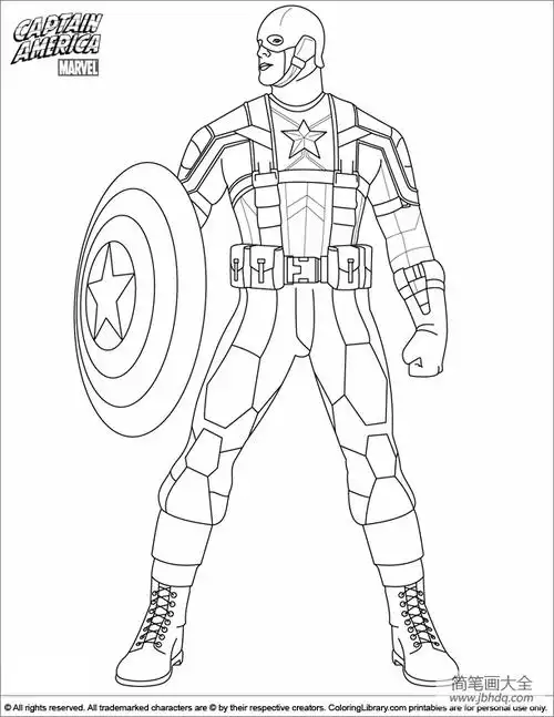 超级英雄美国队长简笔画图片