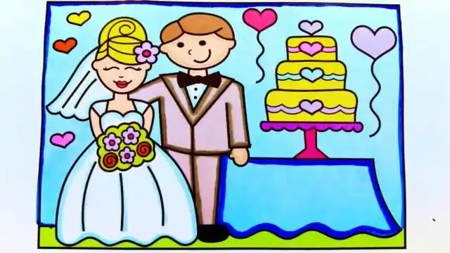 新郎和新娘的结婚典礼简笔画儿歌