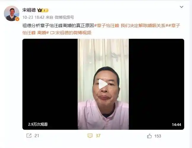 章子怡离婚撒贝宁却冲上热搜,原来宋祖德曾说的都是真的_汪峰_评论