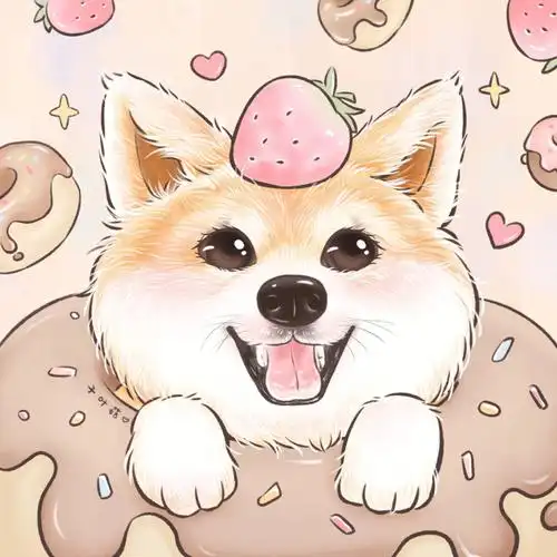 开心小狗草莓甜甜圈