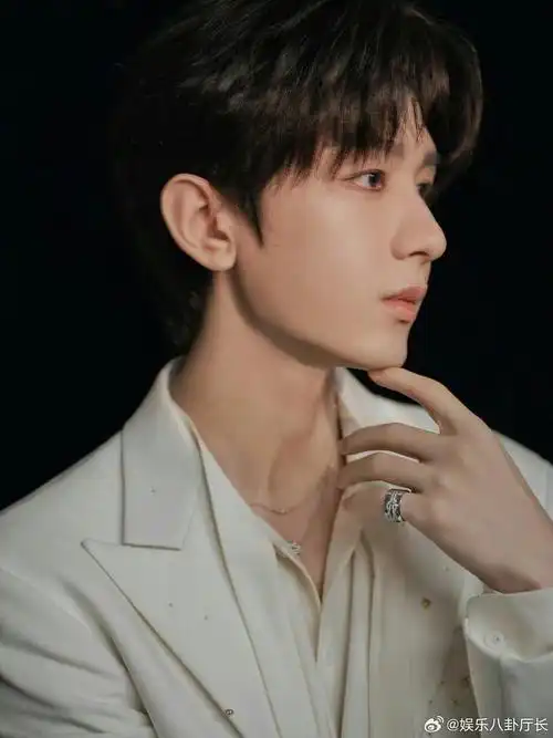 成毅造型图白色飘带西装金色珠片刺绣装饰英俊帅气