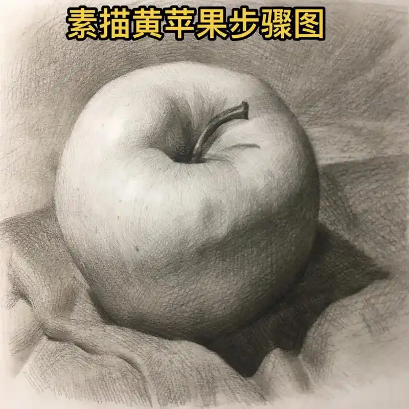 黄苹果步骤图.起形铺色揉擦塑造就这四步好好的爱你!#素描静物 - 抖音