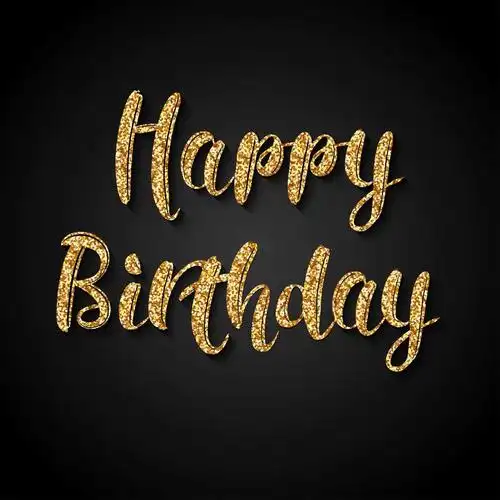 生日快乐金光闪闪的字体设计生日快乐-黑底金色文字生日贺卡矢量图