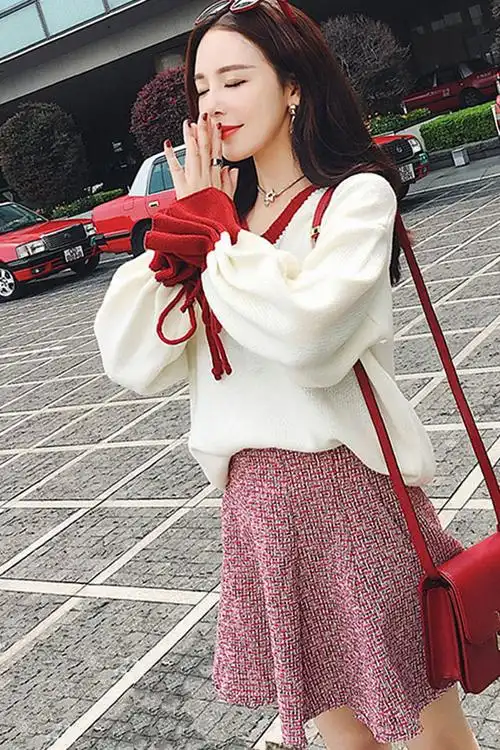 明星私衣秋装女网红同款衣服女抖音套装秋季气质针织秋冬百搭宽松