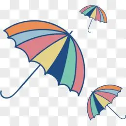 卡通pngpsd雨伞矢量图竖版手绘彩色pngai蓝色背景印花雨伞海报矢量png