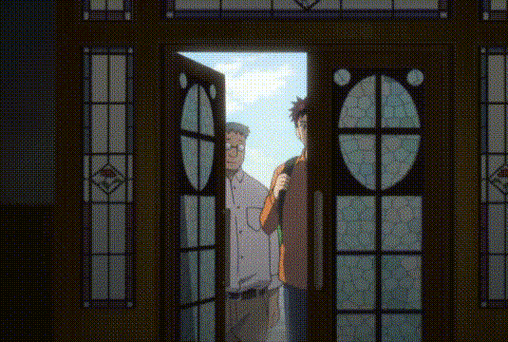 动漫gif开门gif不敢进去gif站在门口gif