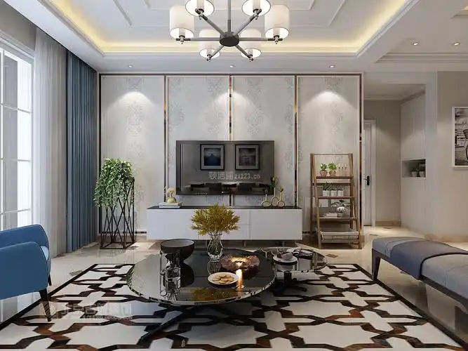 2021时尚现代风格客厅电视背景墙装修效果图