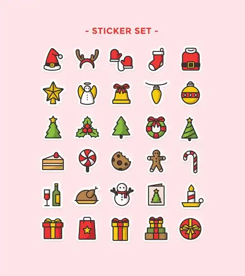 可爱矢量圣诞图标集合精选 free christmas icons