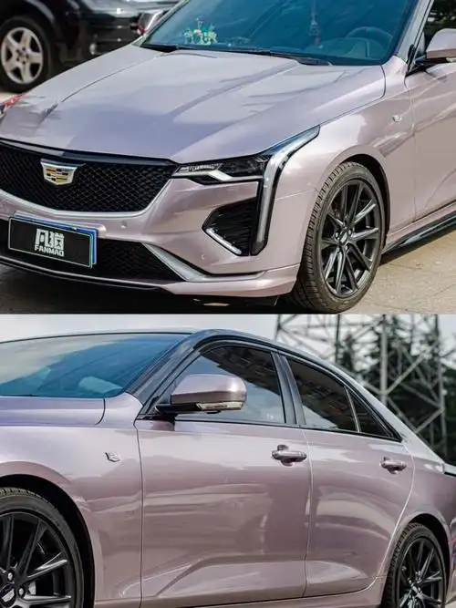 凯迪拉克ct4车身改色冰莓粉