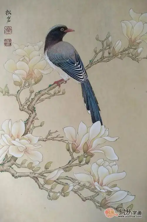 陈松岩小尺寸工笔花鸟画作品穷款