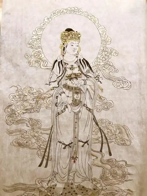 灵谷山房工笔手绘佛像系列课程第4期文殊菩萨像