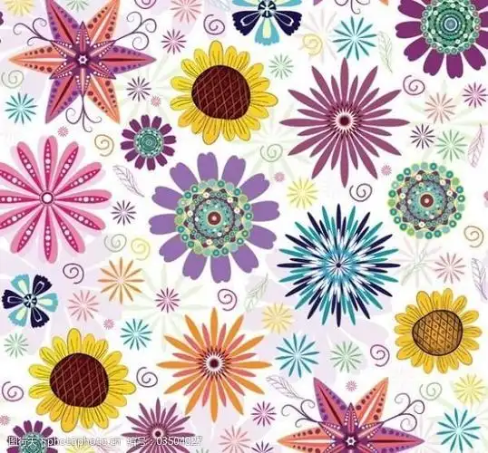 丰富多彩的简单的花卉图案背景矢量