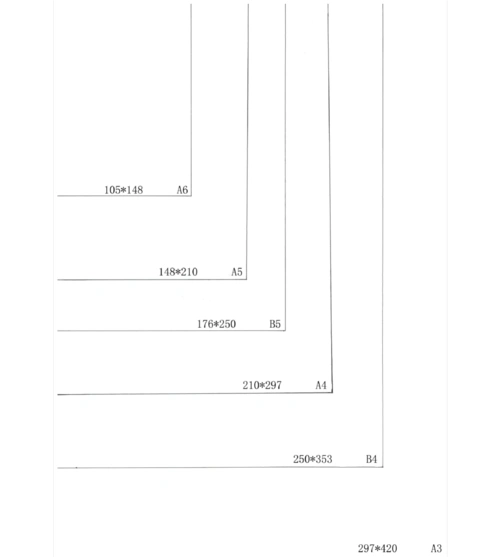 纸张大小对比图例(以a3纸张为基础打印)