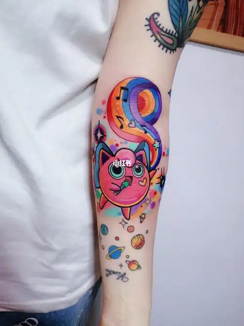 宁波纹身狐森刺青工作室女生手臂彩色school