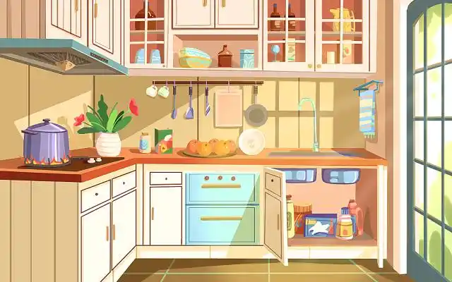 室内场景卡通厨房插画室内场景jpg素材