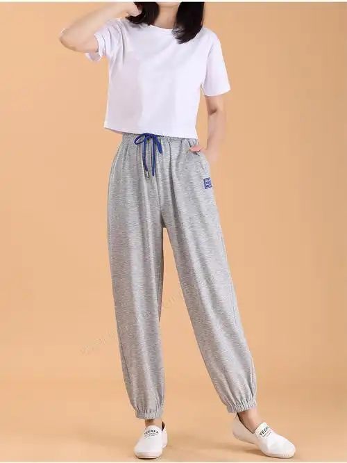 琢蔲3616春夏新款休闲裤女式运动裤夏季薄款束脚裤灯笼裤时尚女装中