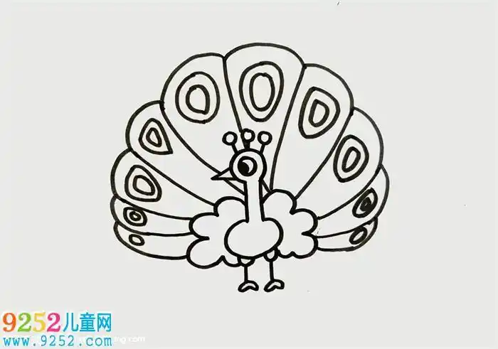儿童简笔画动物孔雀