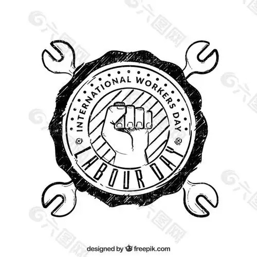 手绘劳动日徽章背景