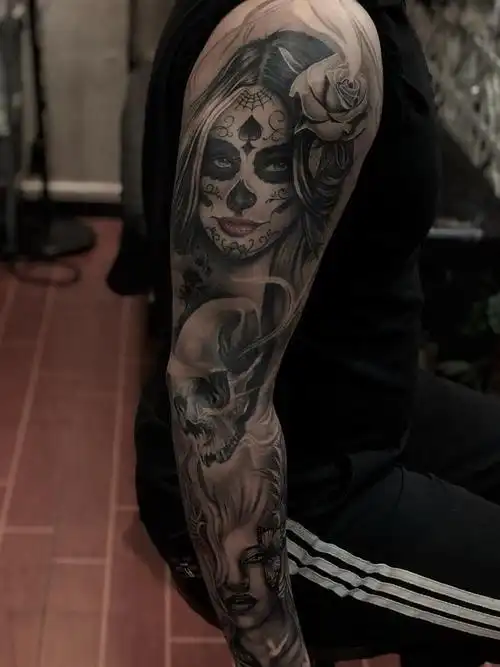 欧美人物花臂02_纹身图案手稿图片_首席:莫森的纹身作品集