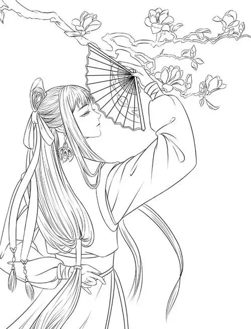 高能多图!古风汉服人物手绘线稿
