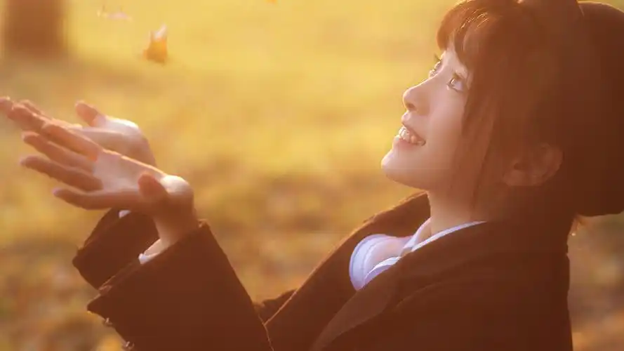 漂亮女生暖色写真