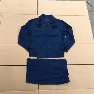 地勤工作服空军夏牛仔劳保套装春夏男上衣焊工蓝色大褂长款静电服