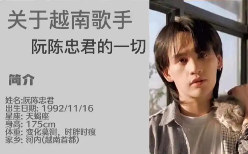 越南歌手阮陈忠君个人简介