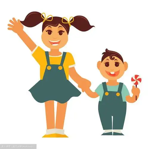 妹妹和弟弟手牵着手