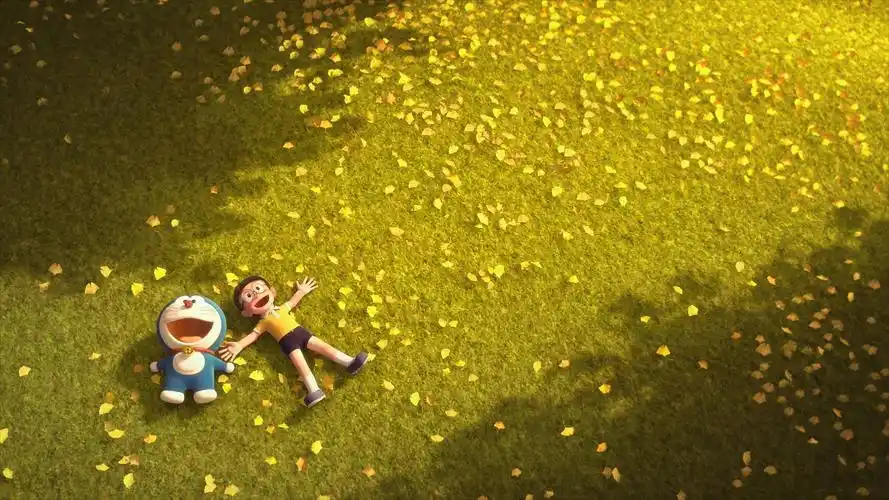 电影哆啦a梦伴我同行机器猫小叮当草地秋天叶子风景桌面壁纸