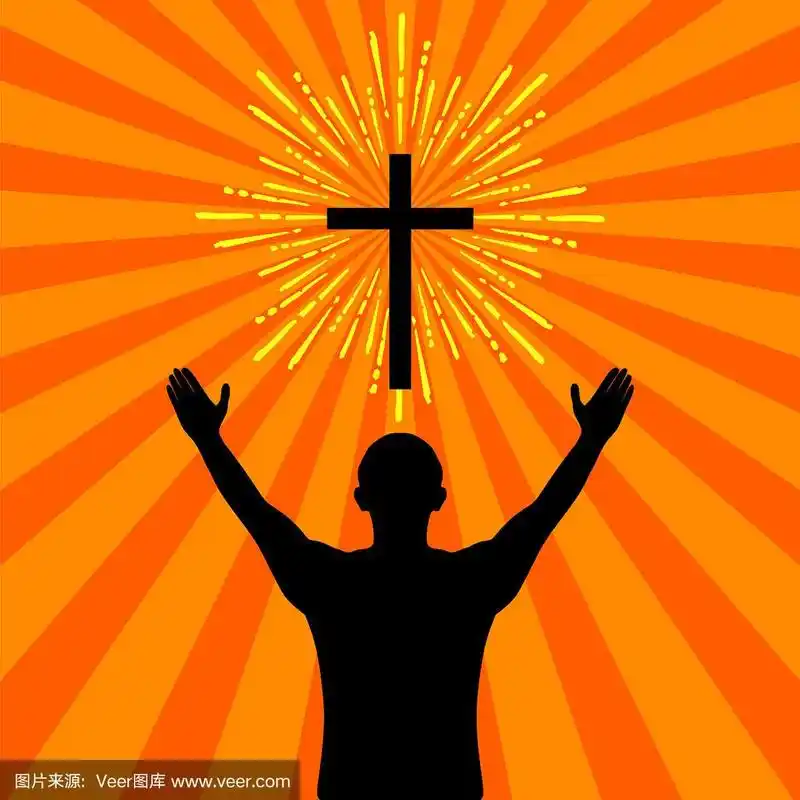 一个男人向上帝祈祷的剪影