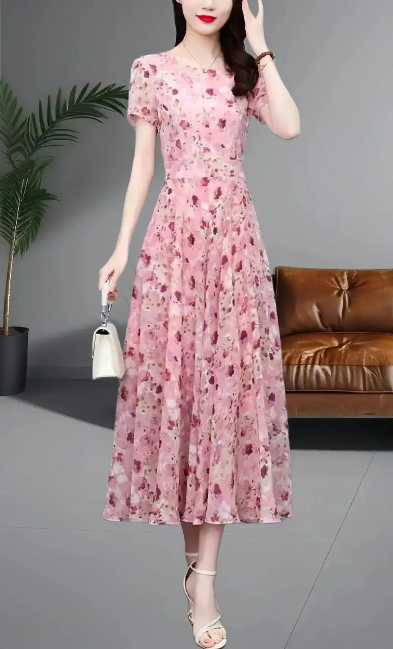 夏日必备碎花真丝连衣裙～轻松穿出气质感.