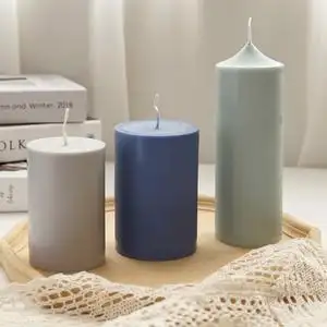 几何体圆柱体尖顶圆柱香薰蜡烛diy模具 连体圆柱蜡烛塑料pc模具