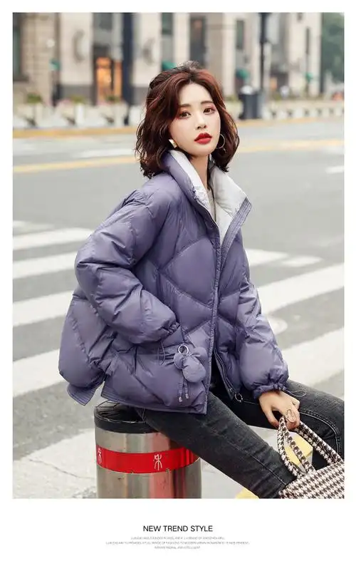 2020冬季新款休闲时尚羽绒服韩版宽松可爱立领矮小个子短款外套女
