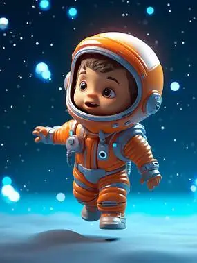 卡通可爱小宇航员探索太空元素
