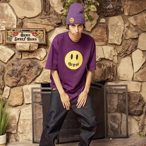 drew贾斯丁比伯欧阳娜娜贾斯汀同款笑脸潮牌短袖情侣t恤打底衫