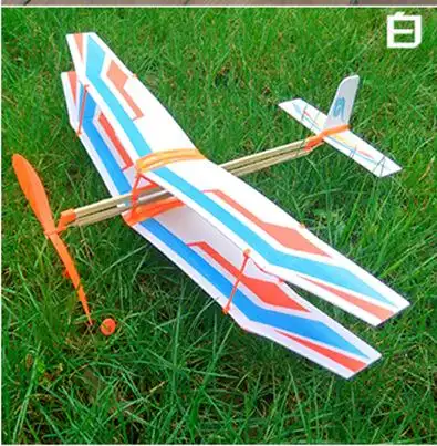 组装滑行飞机模型单翼双翼橡皮筋动力飞机益智拼接泡沫儿童玩具