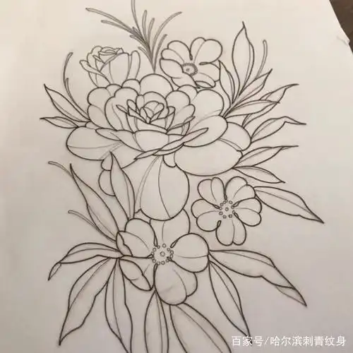 女孩子都喜欢的花纹身手稿