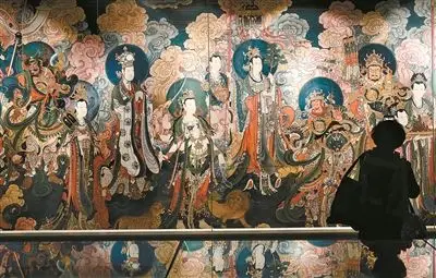 白马寺释源美术馆开展,展出的30余幅作品均为敦煌石窟和法海寺中壁画