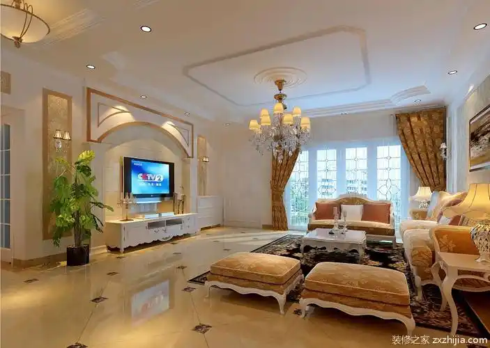 简欧风格三居室客厅装修效果图大全