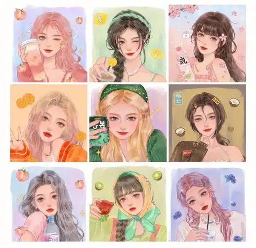 水果女孩插画头像冰爽夏日cr爱画k