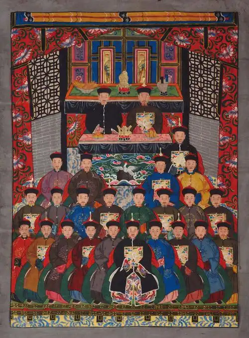 清代祖先画一件 br />尺寸:240×150cm.