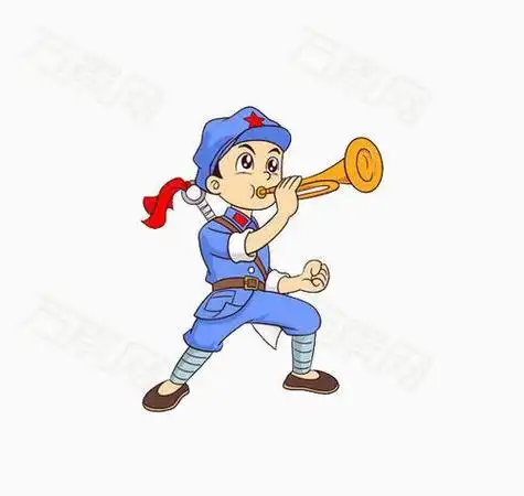 八路军手拿红旗简笔画