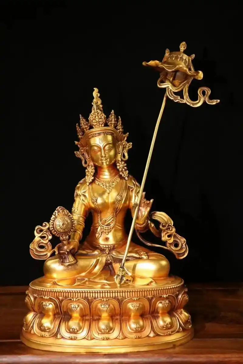 馆藏珍品佛像——【大白伞盖佛母】 珍藏大明永乐款纯紫铜打造鎏 - 抖