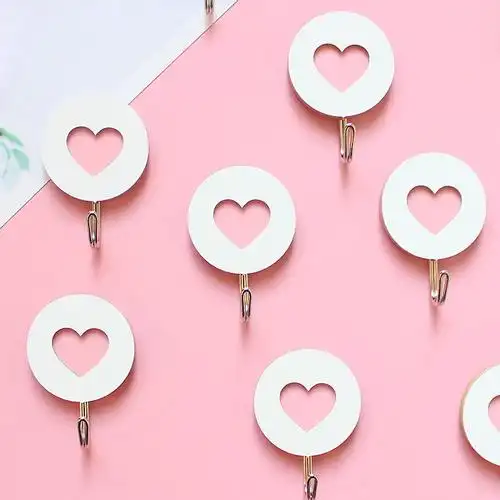 少女心挂钩可爱卡通创意粉色家用不锈钢厨房强力不干胶免打孔粘钩