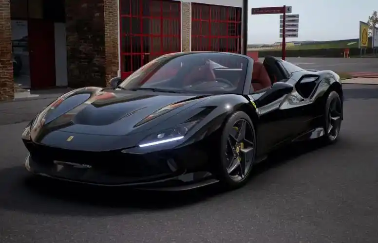 酷酷的敞篷跑车法拉利f8敞篷黑外红内现车