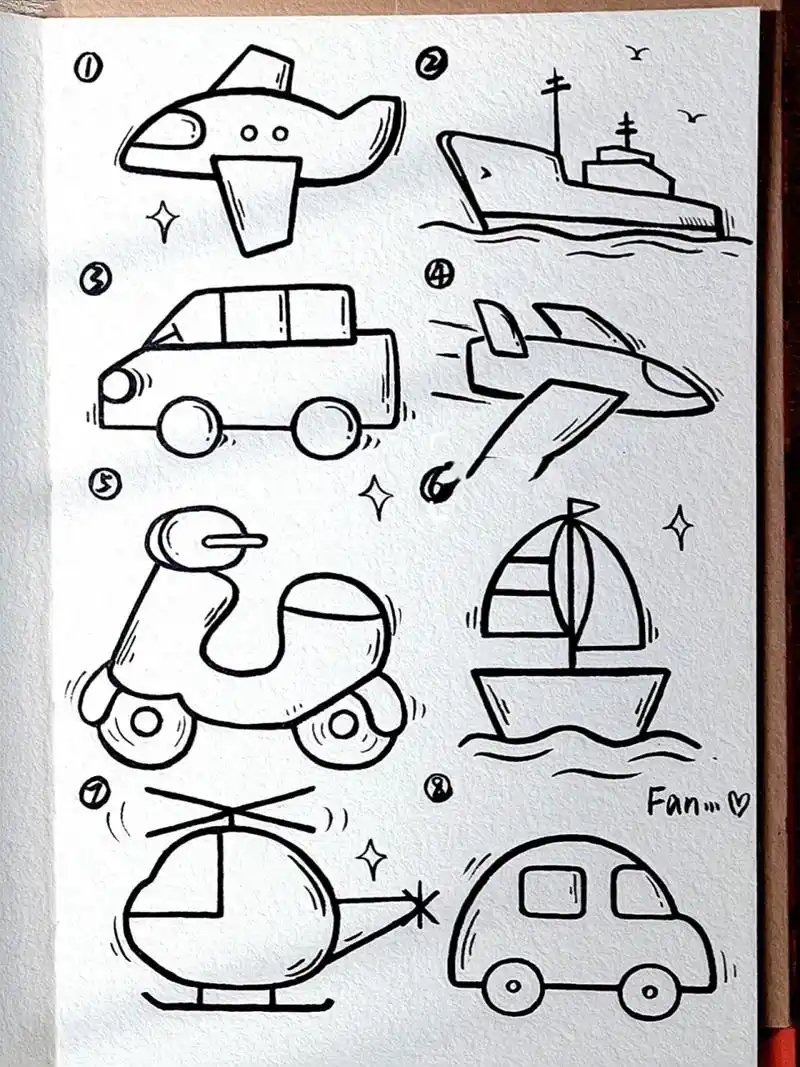 97大家好~今天给大家带来了超级简单的交通工具篇简笔画~笔画也很少