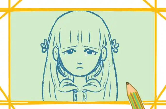 哭泣落泪的女孩简笔画教程步骤图片