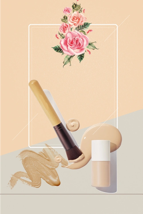 简约时尚粉底液化妆品海报背景