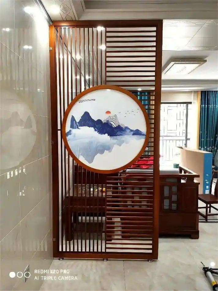 客厅屏风隔断客厅入户玄关新中式实木现代简创作灵感